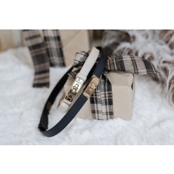 Golden Buckle Fekete Bőr Öv